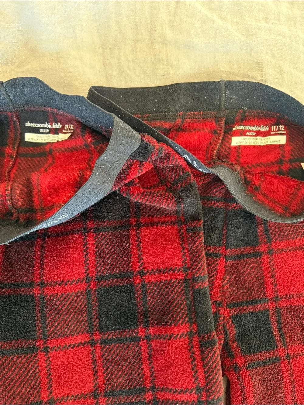 Abercrombie Red & Black Plaid Fleece Pajama Pants